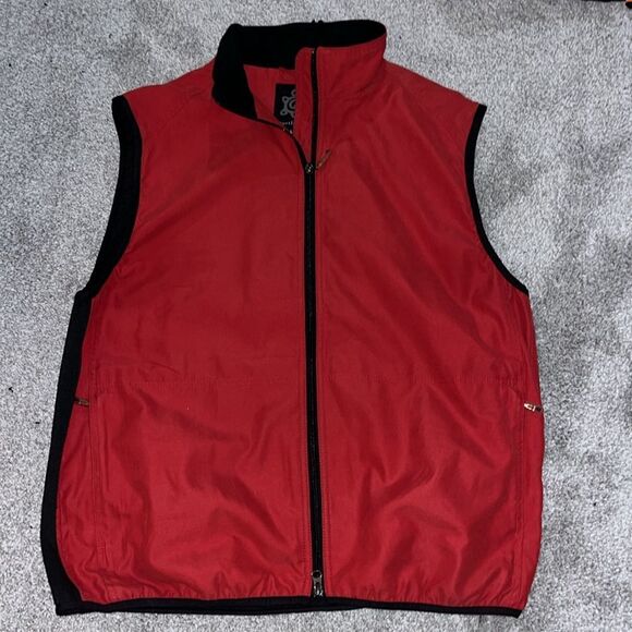Two (2) Mesh Lined Fleece Red & Orange Turtleson Performance Golf Vest Jacket L - Picture 4 of 12